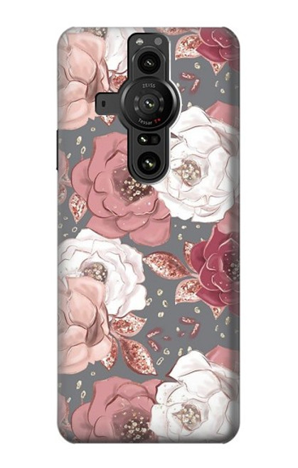 W3716 Rose Floral Pattern Hard Case and Leather Flip Case For Sony Xperia Pro-I