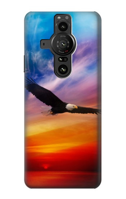 W3841 Bald Eagle Flying Colorful Sky Hard Case and Leather Flip Case For Sony Xperia Pro-I