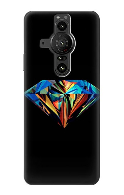 W3842 Abstract Colorful Diamond Hard Case and Leather Flip Case For Sony Xperia Pro-I