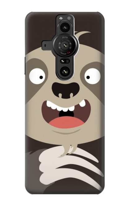 W3855 Sloth Face Cartoon Hard Case and Leather Flip Case For Sony Xperia Pro-I