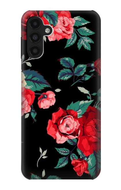 W3112 Rose Floral Pattern Black Hard Case and Leather Flip Case For Samsung Galaxy A13 4G