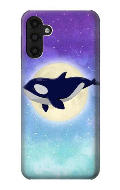 W3807 Killer Whale Orca Moon Pastel Fantasy Hard Case and Leather Flip Case For Samsung Galaxy A13 4G