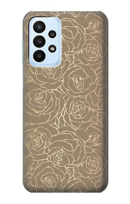 W3466 Gold Rose Pattern Hard Case and Leather Flip Case For Samsung Galaxy A23