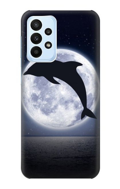 W3510 Dolphin Moon Night Hard Case and Leather Flip Case For Samsung Galaxy A23