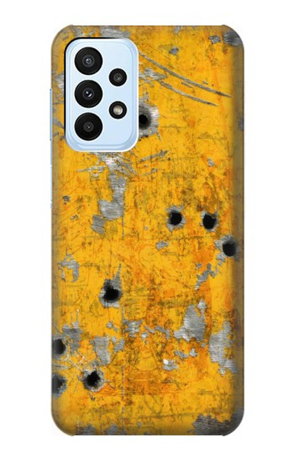 W3528 Bullet Rusting Yellow Metal Hard Case and Leather Flip Case For Samsung Galaxy A23