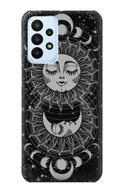 W3854 Mystical Sun Face Crescent Moon Hard Case and Leather Flip Case For Samsung Galaxy A23