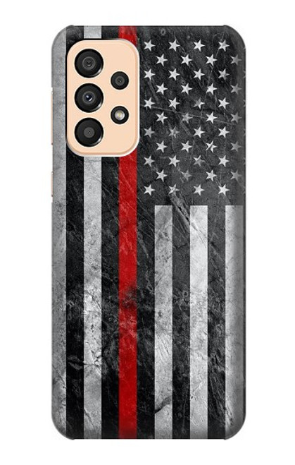 W3687 Firefighter Thin Red Line American Flag Hard Case and Leather Flip Case For Samsung Galaxy A33 5G