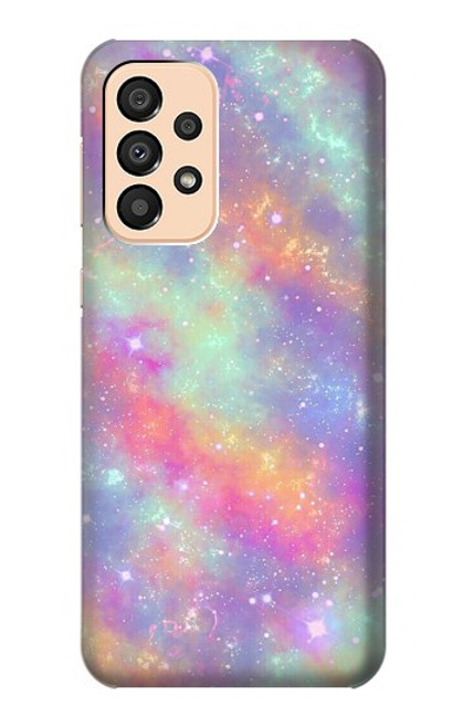 W3706 Pastel Rainbow Galaxy Pink Sky Hard Case and Leather Flip Case For Samsung Galaxy A33 5G