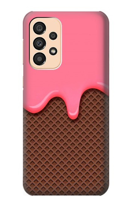 W3754 Strawberry Ice Cream Cone Hard Case and Leather Flip Case For Samsung Galaxy A33 5G