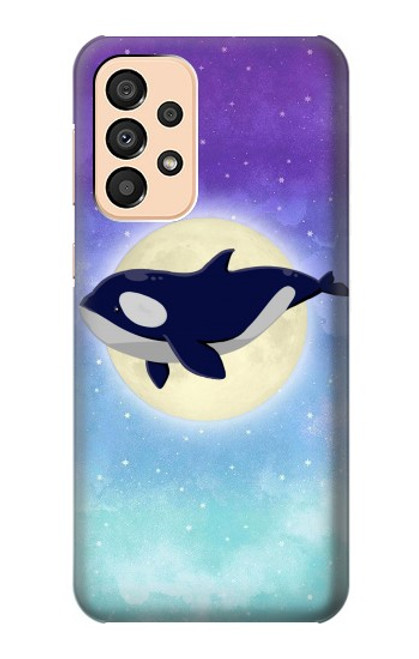 W3807 Killer Whale Orca Moon Pastel Fantasy Hard Case and Leather Flip Case For Samsung Galaxy A33 5G