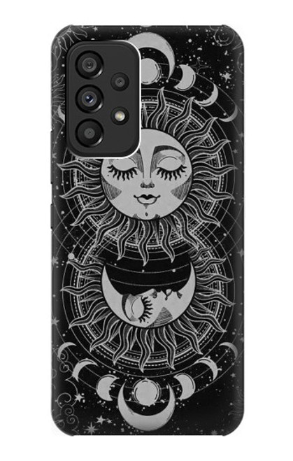 W3854 Mystical Sun Face Crescent Moon Hard Case and Leather Flip Case For Samsung Galaxy A53 5G