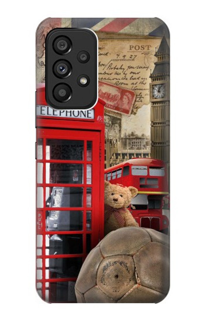W3856 Vintage London British Hard Case and Leather Flip Case For Samsung Galaxy A53 5G