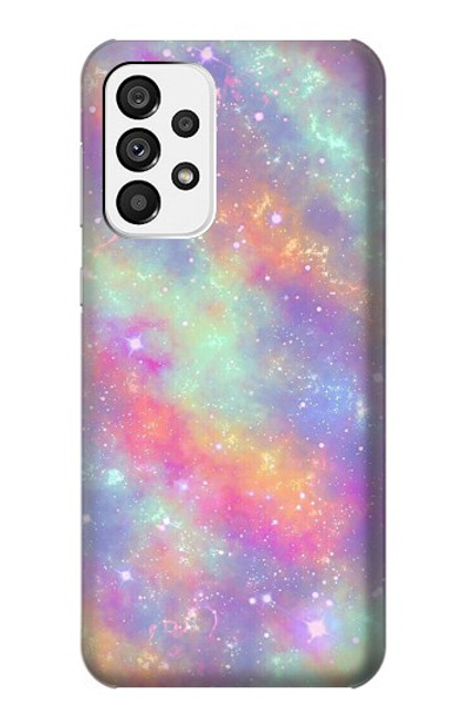 W3706 Pastel Rainbow Galaxy Pink Sky Hard Case and Leather Flip Case For Samsung Galaxy A73 5G