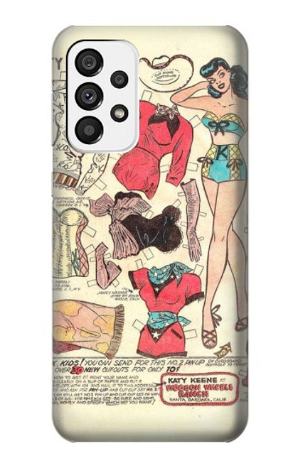 W3820 Vintage Cowgirl Fashion Paper Doll Hard Case and Leather Flip Case For Samsung Galaxy A73 5G