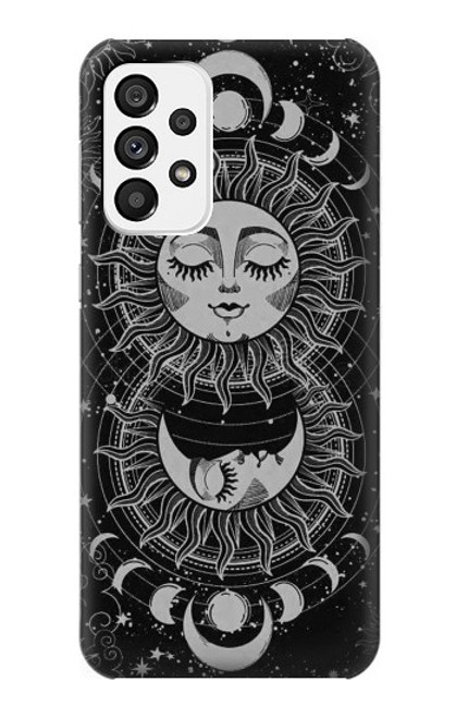 W3854 Mystical Sun Face Crescent Moon Hard Case and Leather Flip Case For Samsung Galaxy A73 5G