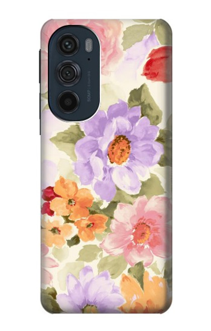 W3035 Sweet Flower Painting Hard Case and Leather Flip Case For Motorola Edge 30 Pro