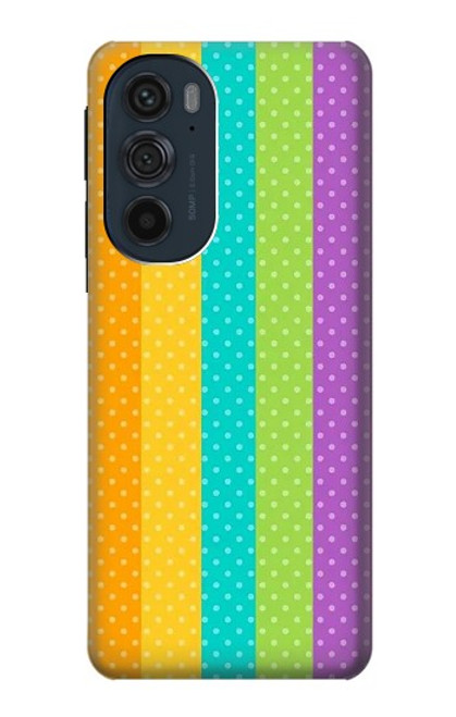 W3678 Colorful Rainbow Vertical Hard Case and Leather Flip Case For Motorola Edge 30 Pro