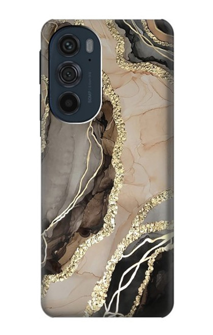 W3700 Marble Gold Graphic Printed Hard Case and Leather Flip Case For Motorola Edge 30 Pro