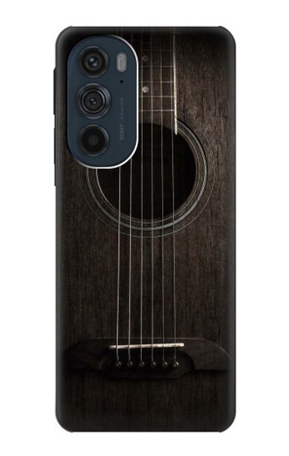 W3834 Old Woods Black Guitar Hard Case and Leather Flip Case For Motorola Edge 30 Pro