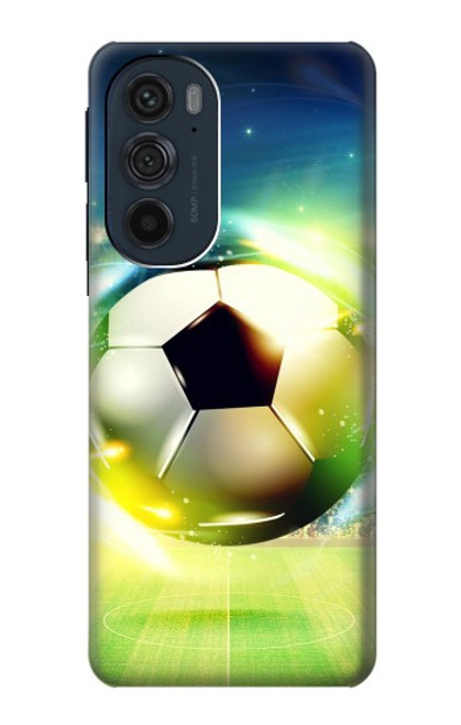 W3844 Glowing Football Soccer Ball Hard Case and Leather Flip Case For Motorola Edge 30 Pro