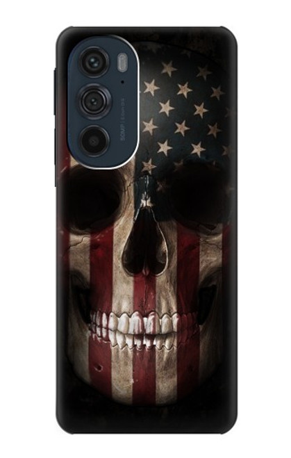 W3850 American Flag Skull Hard Case and Leather Flip Case For Motorola Edge 30 Pro