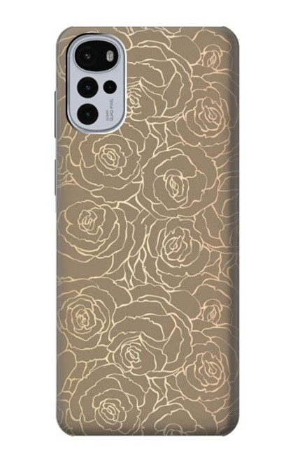 W3466 Gold Rose Pattern Hard Case and Leather Flip Case For Motorola Moto G22