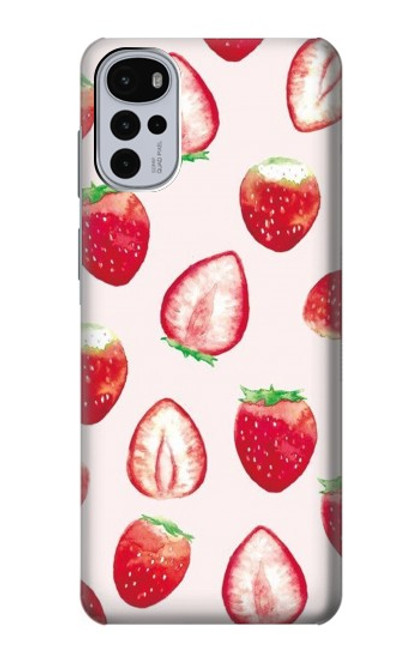 W3481 Strawberry Hard Case and Leather Flip Case For Motorola Moto G22