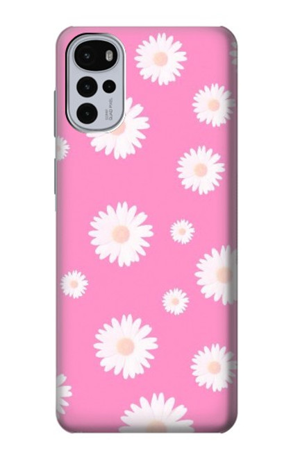 W3500 Pink Floral Pattern Hard Case and Leather Flip Case For Motorola Moto G22