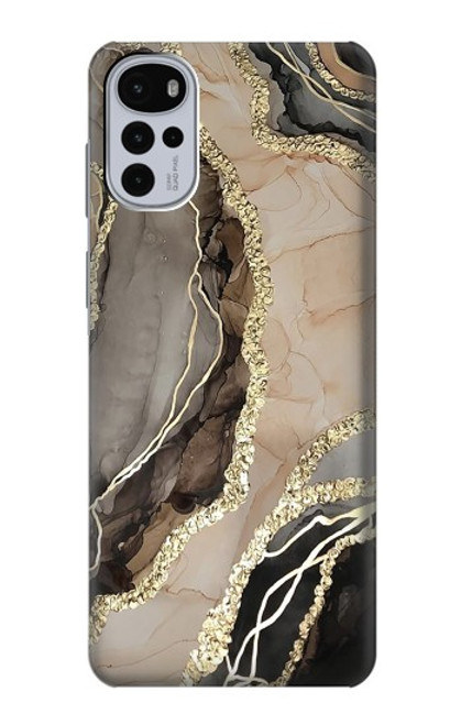 W3700 Marble Gold Graphic Printed Hard Case and Leather Flip Case For Motorola Moto G22
