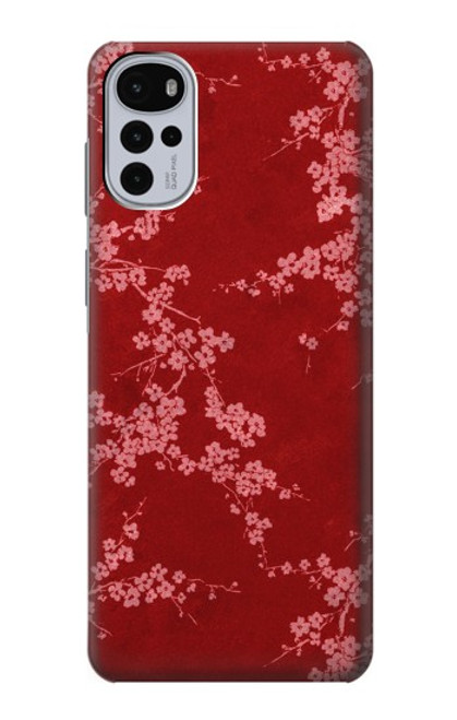 W3817 Red Floral Cherry blossom Pattern Hard Case and Leather Flip Case For Motorola Moto G22