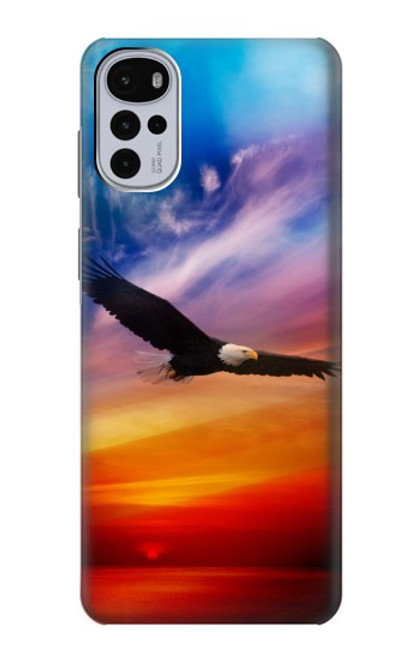 W3841 Bald Eagle Flying Colorful Sky Hard Case and Leather Flip Case For Motorola Moto G22