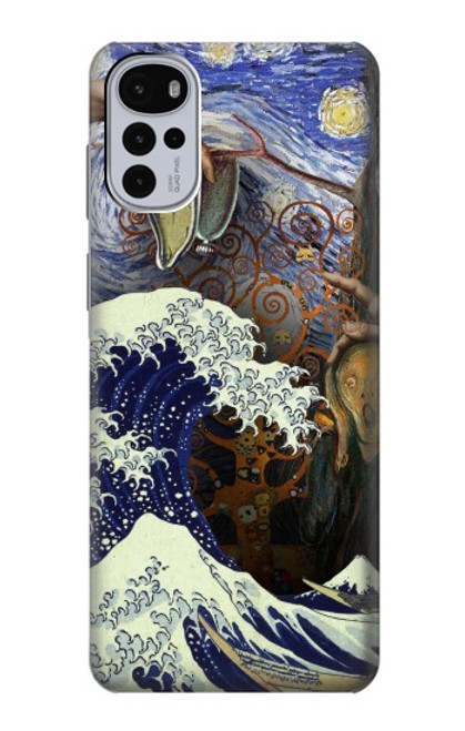 W3851 World of Art Van Gogh Hokusai Da Vinci Hard Case and Leather Flip Case For Motorola Moto G22
