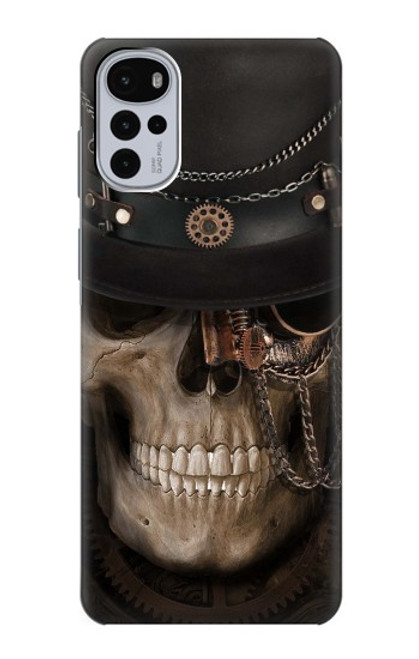 W3852 Steampunk Skull Hard Case and Leather Flip Case For Motorola Moto G22