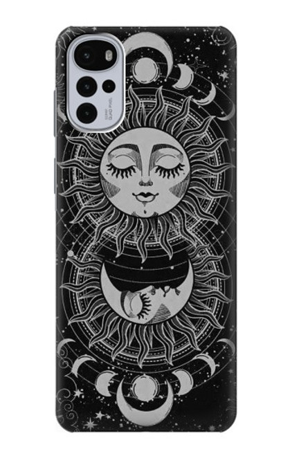 W3854 Mystical Sun Face Crescent Moon Hard Case and Leather Flip Case For Motorola Moto G22