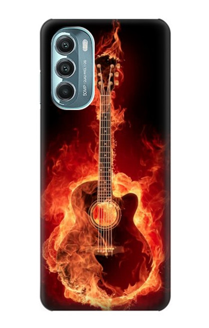 W0415 Fire Guitar Burn Hard Case and Leather Flip Case For Motorola Moto G Stylus 5G (2022)
