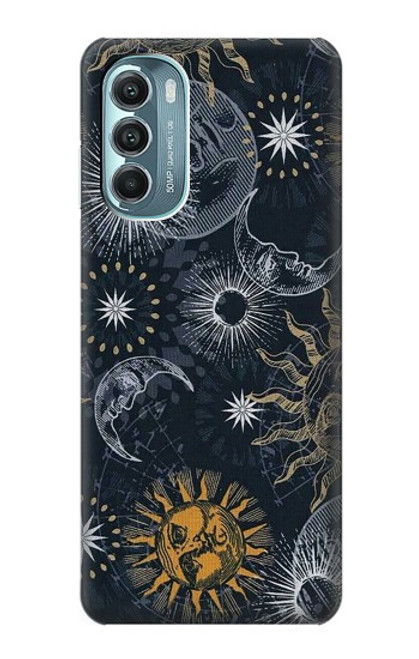 W3702 Moon and Sun Hard Case and Leather Flip Case For Motorola Moto G Stylus 5G (2022)