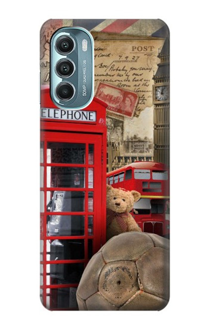 W3856 Vintage London British Hard Case and Leather Flip Case For Motorola Moto G Stylus 5G (2022)