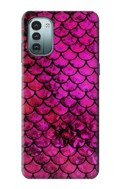 W3051 Pink Mermaid Fish Scale Hard Case and Leather Flip Case For Nokia G11, G21