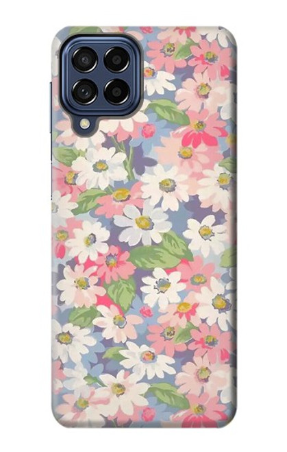 W3688 Floral Flower Art Pattern Hard Case and Leather Flip Case For Samsung Galaxy M53