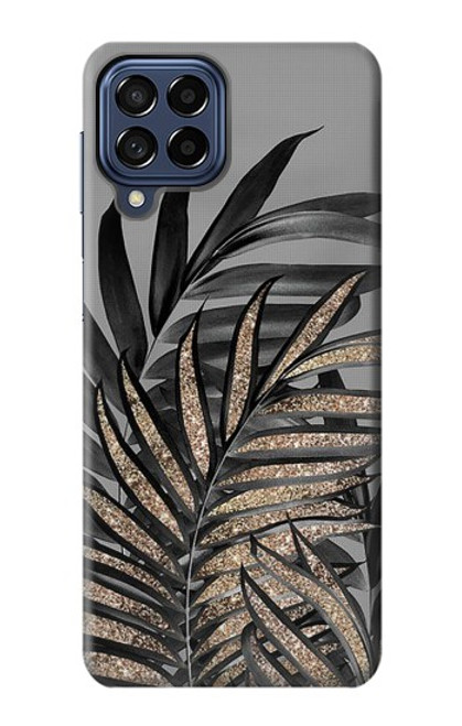 W3692 Gray Black Palm Leaves Hard Case and Leather Flip Case For Samsung Galaxy M53