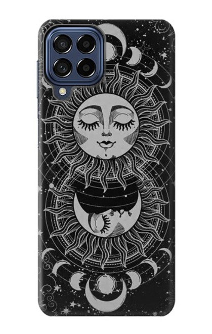 W3854 Mystical Sun Face Crescent Moon Hard Case and Leather Flip Case For Samsung Galaxy M53