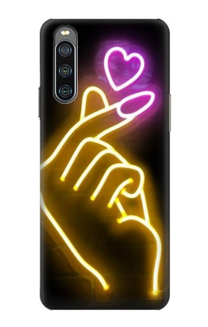 W3512 Cute Mini Heart Neon Graphic Hard Case and Leather Flip Case For Sony Xperia 10 IV