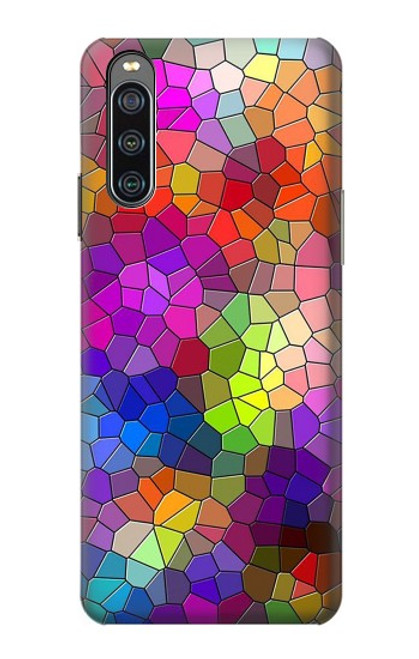 W3677 Colorful Brick Mosaics Hard Case and Leather Flip Case For Sony Xperia 10 IV