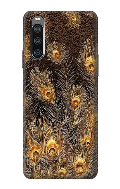 W3691 Gold Peacock Feather Hard Case and Leather Flip Case For Sony Xperia 10 IV
