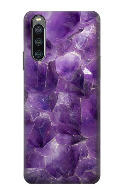 W3713 Purple Quartz Amethyst Graphic Printed Hard Case and Leather Flip Case For Sony Xperia 10 IV