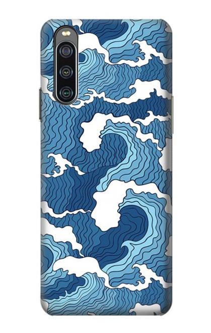 W3751 Wave Pattern Hard Case and Leather Flip Case For Sony Xperia 10 IV