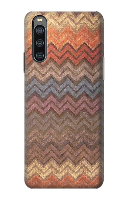 W3752 Zigzag Fabric Pattern Graphic Printed Hard Case and Leather Flip Case For Sony Xperia 10 IV