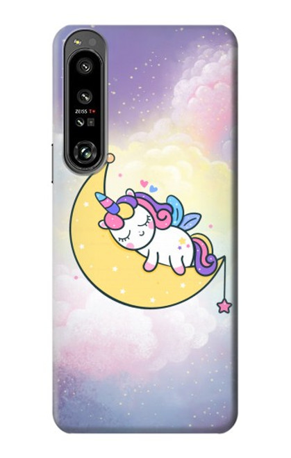 W3485 Cute Unicorn Sleep Hard Case and Leather Flip Case For Sony Xperia 1 IV