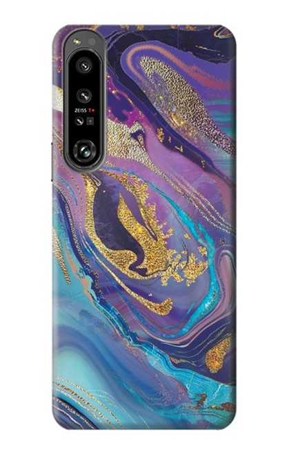 W3676 Colorful Abstract Marble Stone Hard Case and Leather Flip Case For Sony Xperia 1 IV
