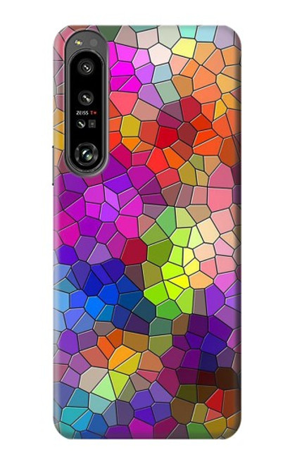 W3677 Colorful Brick Mosaics Hard Case and Leather Flip Case For Sony Xperia 1 IV
